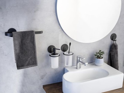 WENKO Turbo-Loc® Handtuchhalter Mod. Bivio Black matt aus Aluminium, 26173100