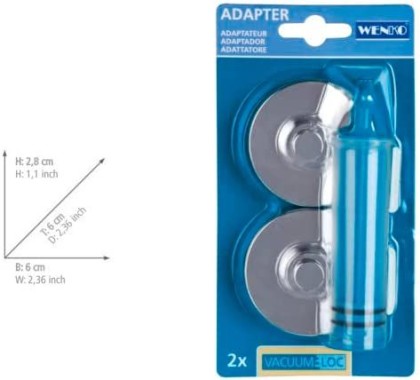 WENKO Vacuum-Loc® Adapter, 2er Set, Befestigung ohne bohren, inkl. Pumpe, 20643100