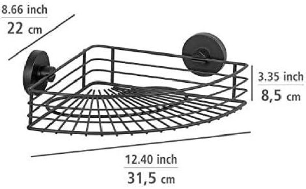 WENKO Vacuum-Loc® Eckablage Bari schwarz Wandablage, Befestigen ohne bohren, 24735100