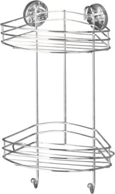 WENKO Vacuum-Loc® Eckregal 2 Etagen, Silber, 23 x 43 x 21 cm, 20885100