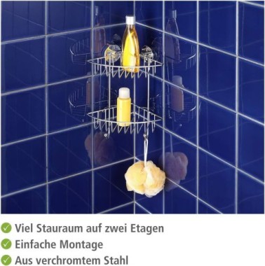 WENKO Vacuum-Loc Eckregal Bari 2 Etagen, Befestigen ohne bohren, 20888100