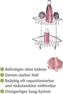 WENKO Vacuum-Loc Eckregal Bari 2 Etagen, Befestigen ohne bohren, 20888100