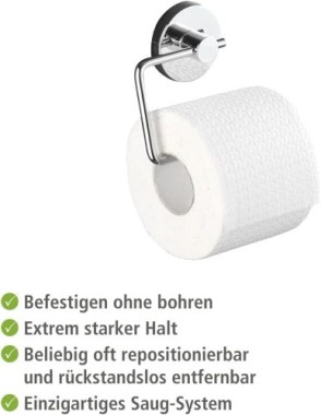 WENKO Vacuum-Loc® Toilettenpapierhalter Milazzo Befestigung ohne bohren, 20899100