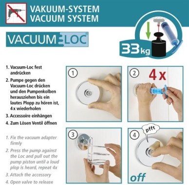 WENKO Vacuum-Loc® Toilettenpapierhalter Milazzo Schwarz WC-Rollenhalter, Befestigen ohne bohren, 24738100