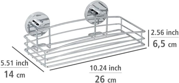 Preview: WENKO Vacuum-Loc® Wandablage, Befestigen ohne bohren aus hochglanzpoliertem, verchromtem Stahl, 20883100