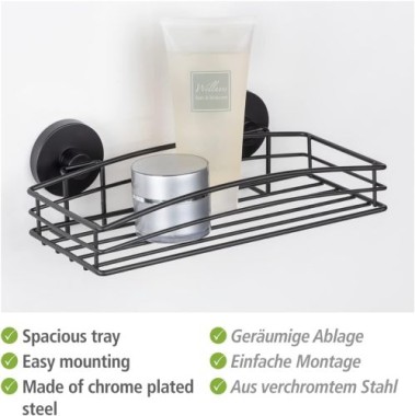 WENKO Vacuum-Loc® Wandablage Schwarz Wandablage, Befestigen ohne bohren, 24732100