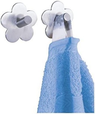 WENKO Wandhaken Fiore matt, 2er Set selbstklebend, Edelstahl rostfrei, 4466030100