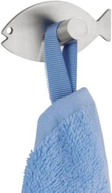 WENKO Wandhaken Fisch, 2er Set selbstklebend, Edelstahl rostfrei, 4466040100