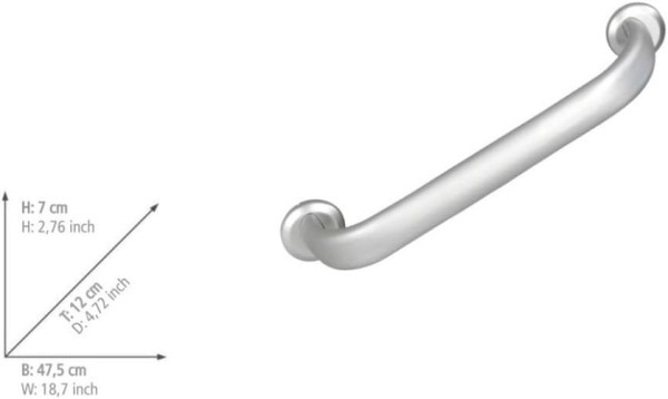 WENKO Wandhaltegriff Secura Premium 43 cm bis 120 kg belastbar, 23738100