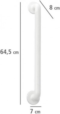 WENKO Wandhaltegriff Secura Weiß - Bad-Sicherheitsgriff für Badewanne oder WC, Aluminium, 64.5 x 7 x 8 cm, Weiß 17933100