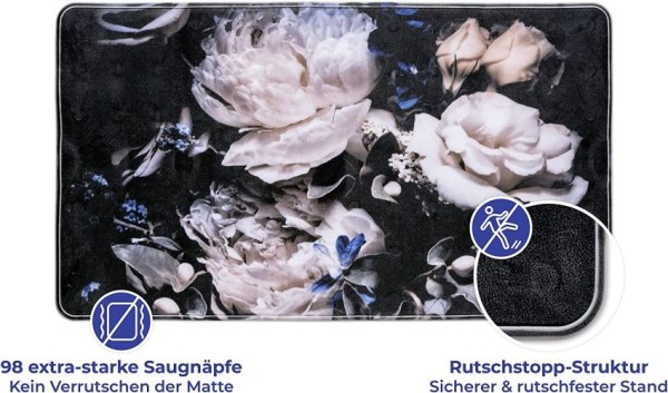 WENKO Wanneneinlage Peony - Antirutsch-Badewannenmatte mit Saugnäpfen, Kunststoff (TPR), 40 x 70 cm, Mehrfarbig, 24343100