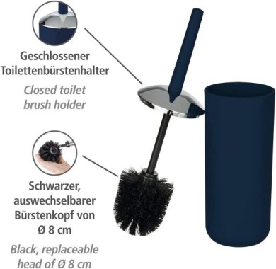 WENKO WC-Garnutur Brasil, Kunststoff, Inklusive Toilettenbürste, Ø 10 x 37 cm, Dunkelblau 22522100