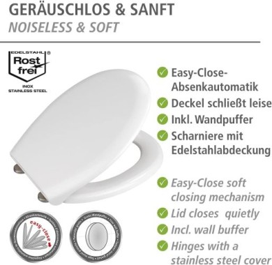 WENKO WC-Sitz Rieti Weiß Duroplast, mit Absenkautomatik, Weiß, 22882100