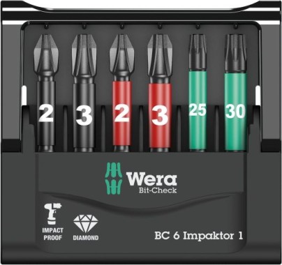 Wera Bit-Sortiment, Bit-Check 6 Impaktor 1 SB, 6-teilig, 05073890001