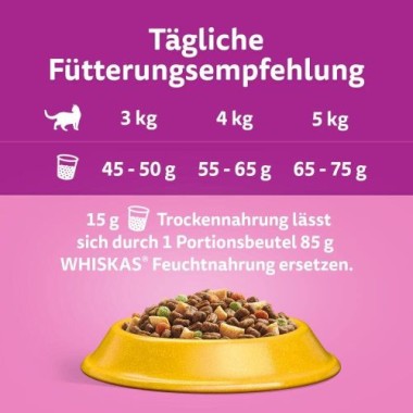 WHISKAS Trockenfutter mit Huhn, ab 1 Jahr, 7kg, 327228