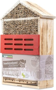 Windhager Insektenhotel 5 STERNE, aus Massivholz, gefüllt mit Rinde und Schilfrohr 06974