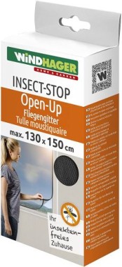 Windhager Insektenschutz Fliegengitter Open-Up, Moskitonetz für Fenster inkl. Flausch-und Klettband, Anthrazit, 03539, 130 x 150 cm 130 x 150 cm
