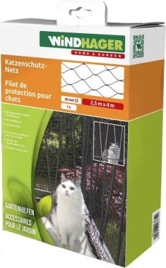 Windhager Katzenschutz-Netz, für Balkon, Balkon Terrasse und Fenster, Robustes HDPE-Gewebe, 2,5 x 4 m, schwarz, 06775