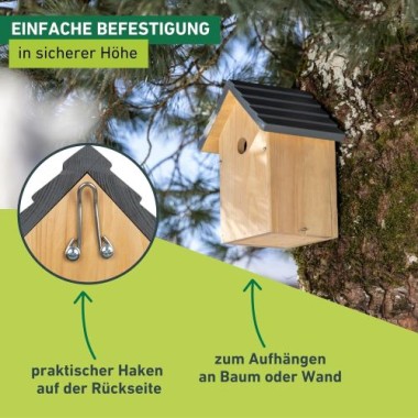 Windhager Nistkasten Cosy, Einflugloch Ø 28 mm, 27,50 x 18 x 20,50 cm, 07674