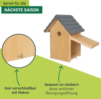 Windhager Nistkasten Cosy, Einflugloch Ø 28 mm, 27,50 x 18 x 20,50 cm, 07674