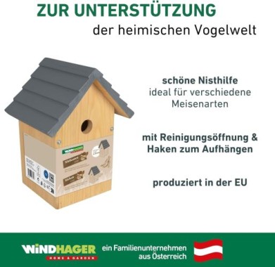 Windhager Nistkasten Cosy, Einflugloch Ø 28 mm, 27,50 x 18 x 20,50 cm, 07674