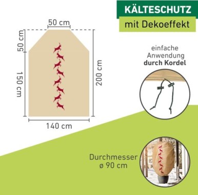 Preview: Windhager Winter-Deko-Vlieshaube Protect, Kälteschutz, 1,4 x 2m, Beige, 06886