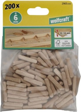 Wolfcraft 2905000 Langholzdübel Buche ø6x30mm 200 Stück 200x ø6x30mm 2905000