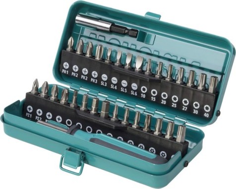 wolfcraft Bit-Box Schlitz / Kreuzschlitz (PH/PZ) / TORX® (T) / TORX® mit Bohrung / Innensechskant, 32-tlg., 1388000