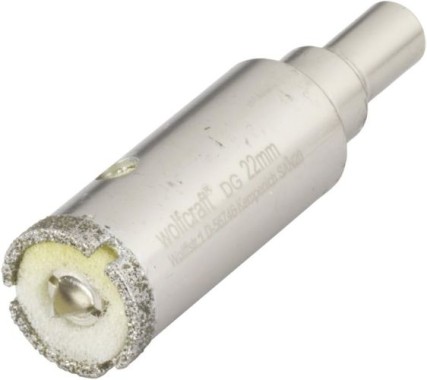 wolfcraft Ceramic Diamant-Lochsäge, Bohrkrone inkl. Zentrierbohrer für den Akkuschrauber, DM 22mm, 5922000
