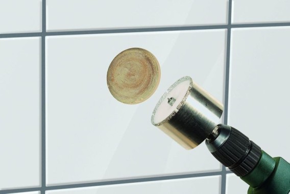 wolfcraft Ceramic Diamant-Lochsäge, Bohrkrone inkl. Zentrierbohrer für den Akkuschrauber, DM 22mm, 5922000