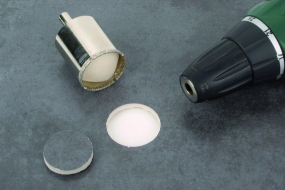 wolfcraft Ceramic Diamant-Lochsäge, Bohrkrone inkl. Zentrierbohrer für den Akkuschrauber, DM 22mm, 5922000