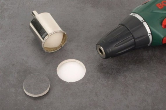 wolfcraft Ceramic Diamant-Lochsäge, Bohrkrone inkl. Zentrierbohrer für den Akkuschrauber, DM 53mm, 5929000