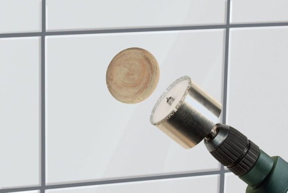 wolfcraft Ceramic Diamant-Lochsäge, Bohrkrone inkl. Zentrierbohrer für den Akkuschrauber, DM 83mm, 5933000