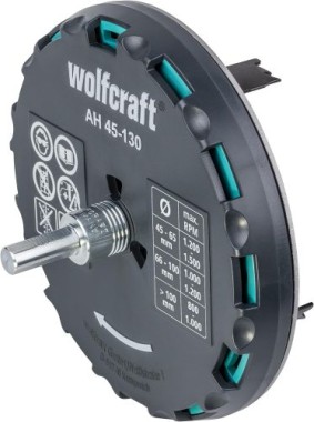 wolfcraft Lochsäge verstellbar, DM: 45-130mm, für Gipskartonplatten & Holz, 5978000