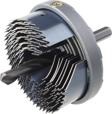wolfcraft Mehrkranzlochsäge, DM 25-62 mm, mit 7 Schnellwechsel-Einsätzen, Schnitttiefe 18 mm, 2161000