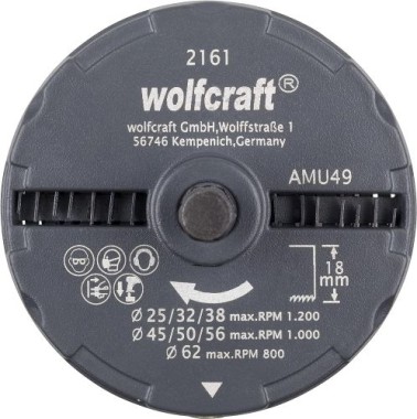 wolfcraft Mehrkranzlochsäge, DM 25-62 mm, mit 7 Schnellwechsel-Einsätzen, Schnitttiefe 18 mm, 2161000