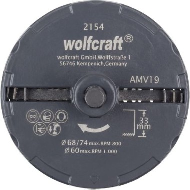 Wolfcraft Mehrkranzlochsäge „Professional“, DM 60–74 mm, Schnitttiefe 33 mm, 2154000