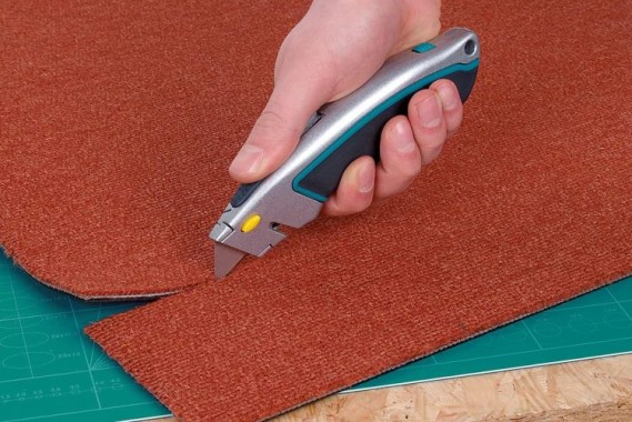 wolfcraft Schnellwechsel-Trapezklingen-Messer mit einziehbarer Klinge, 4131000