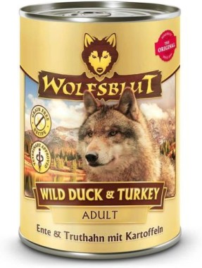 Wolfsblut Adult, Wild Duck & Turkey, Nassfutter, Ente und Truthahn mit Kartoffeln, 395 g, WB784509