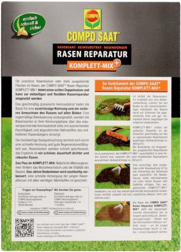 Hagebau Nadlinger COMPO SAAT Rasen Reparatur KomplettMix+, 1,2 kg (6