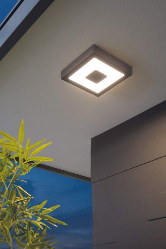 Hagebau Nadlinger - EGLO LED Außen-Deckenlampe Iphias, 1 flammige  Außenleuchte für Wand und Decke, Anthrazit, weiß, 96489
