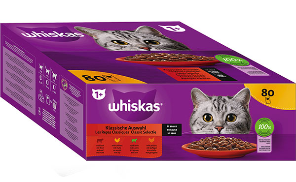 Hagebau Nadlinger - Whiskas Frischebeutel Klassische Auswahl in Sauce 1+,  80 x 85g, 443791