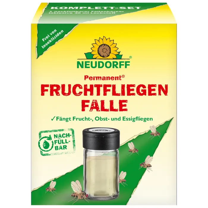 Neudorff Permanent FruchtfliegenFalle – Beseitigt zuverlässig Frucht-, Obst- und Essigfliegen, 1 Stk, 01486