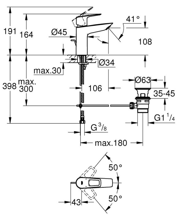GROHE Start Loop Einhand-Waschtischarmatur, 1/2, M-Size, chrom, 23778001