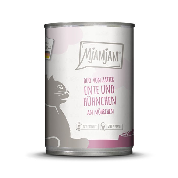 MjAMjAM DUO von zarter Ente & saftigem Hühnchen an Möhrchen, 400g, 11343