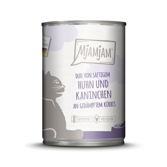 MjAMjAM DUO von saftigem Hühnchen & Kaninchen an gedämpftem Kürbis, 400g, 11347