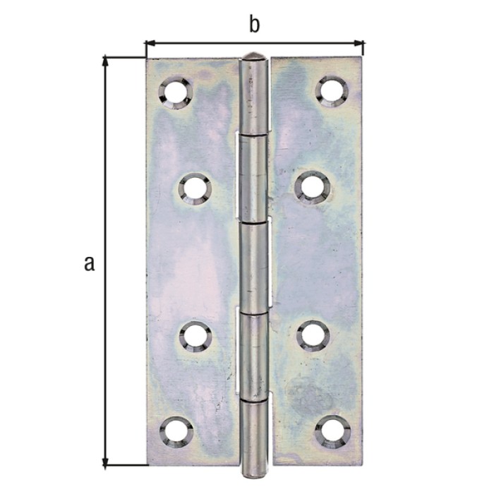 Alberts Scharnier, Schmal: Stahl roh, sendzimirverzinkt, mit vernietetem Edelstahlstift 100x52x1,25mm 345426