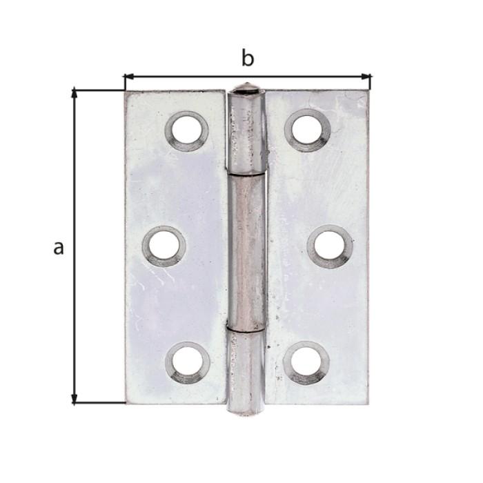 Alberts Scharnier, Halbbreit: Stahl roh, sendzimirverzinkt 51x37,2x1mm 345884