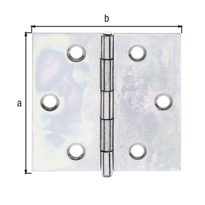 Alberts Scharnier, Quadratisch: Stahl roh, sendzimirverzinkt, mit vernietetem Edelstahlstift 51x51,2x0,75mm 345983