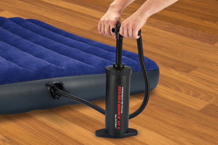 Intex Double Quick 3 S Hand Pumpe - Luftpumpe - 37 cm - Mit 3 Düsenaufsätze, 68605